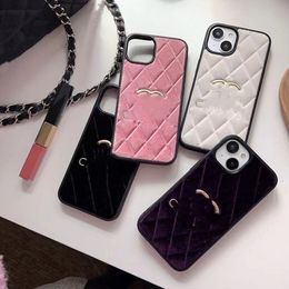 Case Designer iPhone 15 plus 13 12 14Promax 11 Promax 15Promax Deluxe leather plush Boys and Girls gold letter shockproof phone case