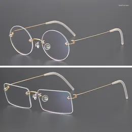 Sunglasses Frames Titanium Glasses Frame Men Women Vintage Rimless Eye Optical Myopia Eyeglasses Clear Eyewear Spectacles Oculos