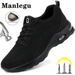 High Quality Men's Boots Safety Shoes Steel Toe PunctureProof Work Lightweight Men Indestructible 240105