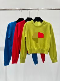 1228 L 2024 Runway Autumn Brand SAme Style Sweater Green Blue Red Long Sleeve Cardigan Crew Neck Womens Clothes High Quality Womens qian