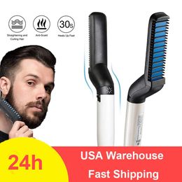 Straighteners Beard Straightener for Men Heating Comb Hair Straightener Quick Beard Comb Straight Curling Electric Hot Beard Styling Brush