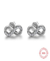 China Good Quality 925 Sterling Silver Stud Earrings Oxidized Endless Infinite Double Circle design lady girls birthday present gi6014756