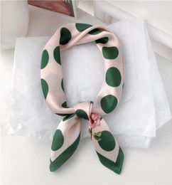 Scarves Dolphin Hair Band Square Scarf 7070 Dark Green Dot Pink Chiffon Silk Neck Elegant Flower Print Headband Bandana5742109