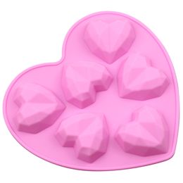 6 Cavity Diamond Heart Silicone Chocolate Mould Baking Cake Mould Handmade Essential Oil Soap Mould 122155