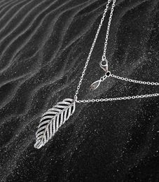 Flashing Light Feather CZ Diamond Necklace for 925 Sterling Silver High Quality Ladies Pendant Necklace with Original Box1688543
