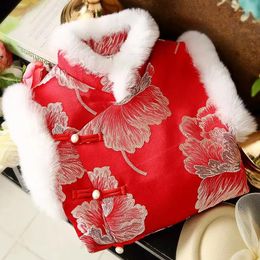 Ethnic Clothing Women's Vest Autumn Winter Year Red Tang Dress Thickened Cotton Coat Retro Chinese Traditional Improved Tank Top