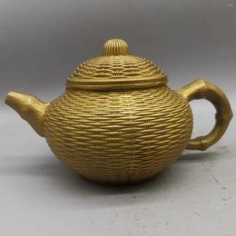 Bottles Collect Chinese Boutique Brass Sculpture Lucky " Bamboo Weaving" Pot Metal Crafts Home Decoration