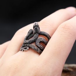 Fashion Vintage Snake Ring For Man Woman 14K White Gold Snake Handmade Rings Trend Creative Jewelry Gift