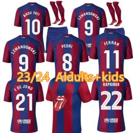 23/24 Camisetas de football bar soccer jerseys LEWANDOWSKI PEDRI GAVI 2023 2024 FC ANSU FATI FERRAN RAPHINHA DEST football shirt men barca kit kids equipments