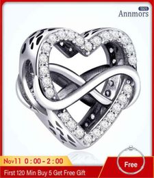 Heartshaped Bow Inlaid Zircon Bangle Pendant 925 Sterling Original Fits Charms Bracelet for Family Woman Charm23238274946672