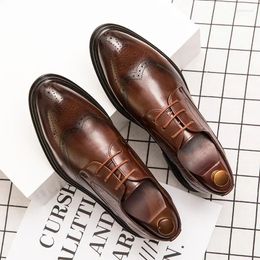 Dress Shoes 2024 Spring Gentleman Oxfords Leather Luxury Goods Men Fashion Casual Pointed Toe Formal Business Male Wedding