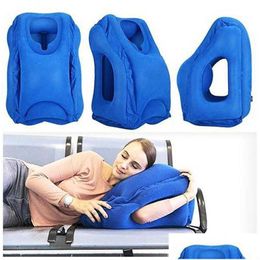 Cushion/Decorative Pillow Inflatable Air Cushion Travel Headrest Chin Support Cushions For Airplane Plane Office Rest Neck Nap Pillo Dhsau