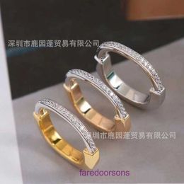 Tifannissm Designer Rings designer Jewellery ring T Family Lock Head Ring V Gold Lucky Half Diamond shaped Set with for Men and Women 1 Have Original Box