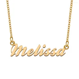 Pendant Necklaces Melissa Name Necklace For Women Stainless Steel Jewellery Gold Plated Nameplate Chain Femme Mothers Girlfriend Gift