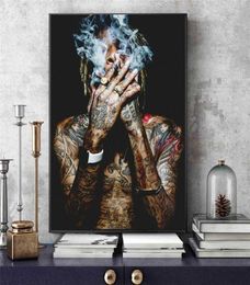 Wiz Khalifa Rap Music HipHop Art Fabric Poster Print Wall Pictures For living Room Decor canvas painting posters and prints8019304