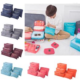 Storage Bags 6pcs Set Travel Portable Suitcases Organizer Packing Clothes Shoe Foldable Bag