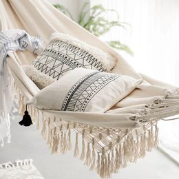 Large 2 Person Hammock Boho Style Brazilian Macrame Fringed Deluxe Double Hammock Net Swing Chair Indoor Hanging Swing delivery 240104