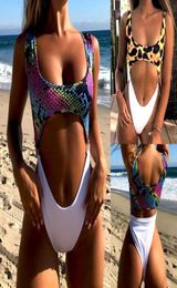 OnePiece Suits Women Swimsuit Swimwear Push Up Monokini Bathing Suit Bikini Beach Leopard Buttoned Waist One Piece3755290