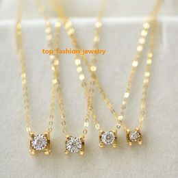 Solid Gold 18k Real Diamond Necklace Real Gold Jewelry 18K Pure Gold Natural Diamond Pendant Necklace