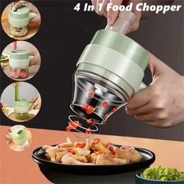 4 in 1 Portable Electric Vegetable Cutter Set Wireless Food Processor for Garlic Pepper Chilli Onion Celery Ginger Meat 240104