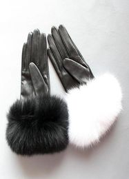 Five Fingers Gloves Maylofuer Genuine Sheepskin Leather Touch Screen Hair Cuffs Women Warm In Winter Black8452159