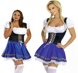 Anime Costumes Fantasia Oktoberfest Cold Women Dirndl Maid Dress Germany Bavarian Cosplay Outfit Sexy Halloween Party Stockings J22259869