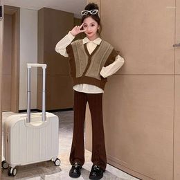 Clothing Sets Children Autumn Spring Long Sleeve Shirt Vest Pants Teenager Girls Sports Costume Outfits For Kids Tracksuits