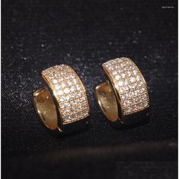 Hoop Huggie Earrings Exquisite Shiny Glowing Square Zircon Men Women Hip Hop Rock Exaggerated Copper Jewelry Drop Delivery Dht6L