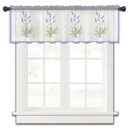 Curtain Purple Flower Lavender Romance Short Tulle Window Curtains Sheer Voile Kitchen Cabinet Bedroom Home Decor Small Drapes