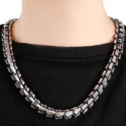 Punk Rocker 15MM Dragon Keel Chain Choker Necklace For Men Solid Stainless Steel Mens On Neck Jewellery Accessories Gifts For 240104