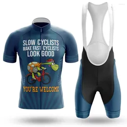 Racing Sets Slow Cyclist Cycling Clothing 2024 Men's Summer Jersey Mountain Bike Short Sleeves Suit Hombre