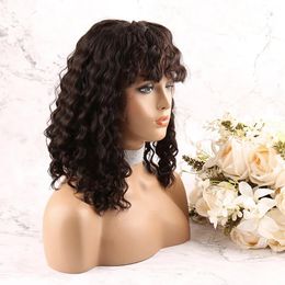 Wigs Silky Straight Human Hair Bob Wig With Bangs Realistic Look HD Lace Glueless Wigs Blunt Cut Short Black Water Wave Italian Wavy Hu