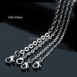 100pcs Good Quality 1.2 1.5 2 2.5 3mm 316L Stainless Steel Cable Chains Pendant Necklaces Men Women's Lady DIY Jewellery Wholesale 240104