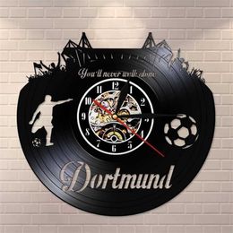 Dortmund City Skyline Wall Clock German States Football Stadium Fans Cellebration Wall Art Vinyl Record Wall Clock Y200109257J