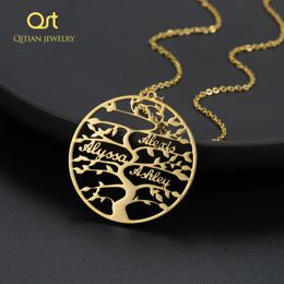 Rings Personalised Family Tree Name Necklace Stainless Steel/tree of Life Necklace Jewellery for Women Men/custom Made with Up to 4 Name