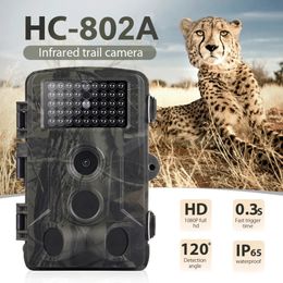 24MP Trail Camera Hunting Cameras HC802A 1080P IP65 Waterproof Wildlife Surveillance Night Vision Tracking Po Trap Cams 240104