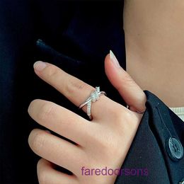 Tifannissm Ring heart Rings Jewellery pendants Love and luxury cross zircon ring for women in Instagram design high end index finger light Have Original Box