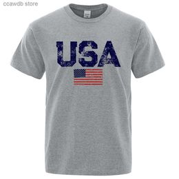 Men's T-Shirts Vintage Usa Flag Street Print Male T Shirts Hip Hop Street Tshirt Summer Casual Cotton Tops large size Breathable Tee Clothes T240105