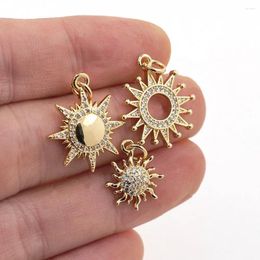 Pendant Necklaces Trend CZ Sun Necklace Waterproof Gold Plated Inlaid Zircon Handmade Summer Accessories Jewelry Findings