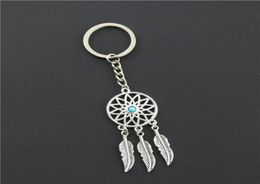 2018 Fashion Dream Catcher Tone Key Chain Silver Ring Feather Tassels Keyring Keychain For Gift8518903