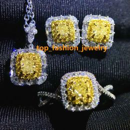 Luxury Bridal Jewellery 0.4ct Earring 0.208ct Necklace 0.203ct Ring 18k Gold Natural Yellow Diamond Jewellery Set Women