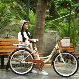 Bikes New 2023 MACCE Urban Women's Bicycle Old Vintage High Carbon Steel Frame Leisure Travel Adults Lady Fashion Women Bike CityL240105