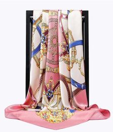 Scarves for Women Print Twil Hair Neck Square Silk Scarf Office Ladies Shawl Bandana 90x90cm Muslim Hijab Handkerchief Korean7350678