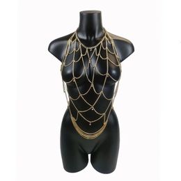 Sexy Body Jewellery Crystal Body Chain for Women Summer Accessories Beach Party Bikini Belly Chain Chest Chains Layered Necklace 240104