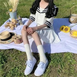 Clothing Sets Uniform Korean Crop Black Costumes Cosplay Girls Top Student Sailor Pleated Version Suit White School Japanese