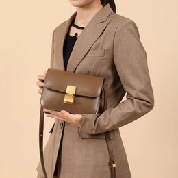 Evening Bags Brand Design Luxury BOX Cowhide High Quality Tofu Buns Fashion Ladies Genuine Leather Single Shoulder Messenger Bag