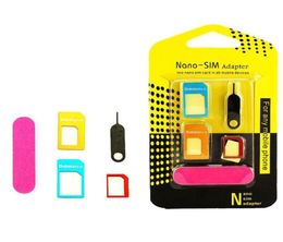 With Retail Package 5 in 1 Nano Micro Standard SIM Card Adapter with Tray Open Needle for All Mobile Phone Devices9964220