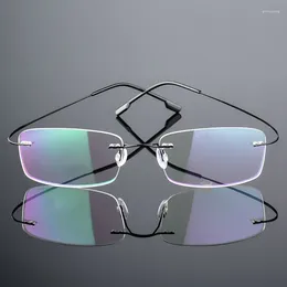 Sunglasses Frames Ultralight Frameless Eyeglasses Titanium Alloy Glasses Frame Men High Quality Super Stretch Metal Temple