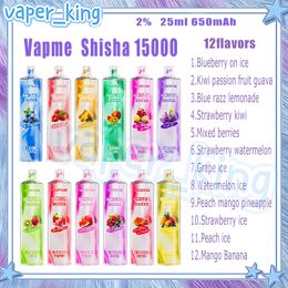 Vapme Shisha 15000 Puff Disposable E Cigarettes Mesh Coil 25ml Pod 650mAh Battery Electronic Cigs Puffs 15K 2% 12 Flavors Vape Pen Fast Delivery