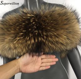 Natural Fur 2019 New Winter 100 Raccoon Fur Real Collar Womens Scarfs Fashion Coat Sweater Scarves Collar Luxury Neck Cap D88 Y2066330